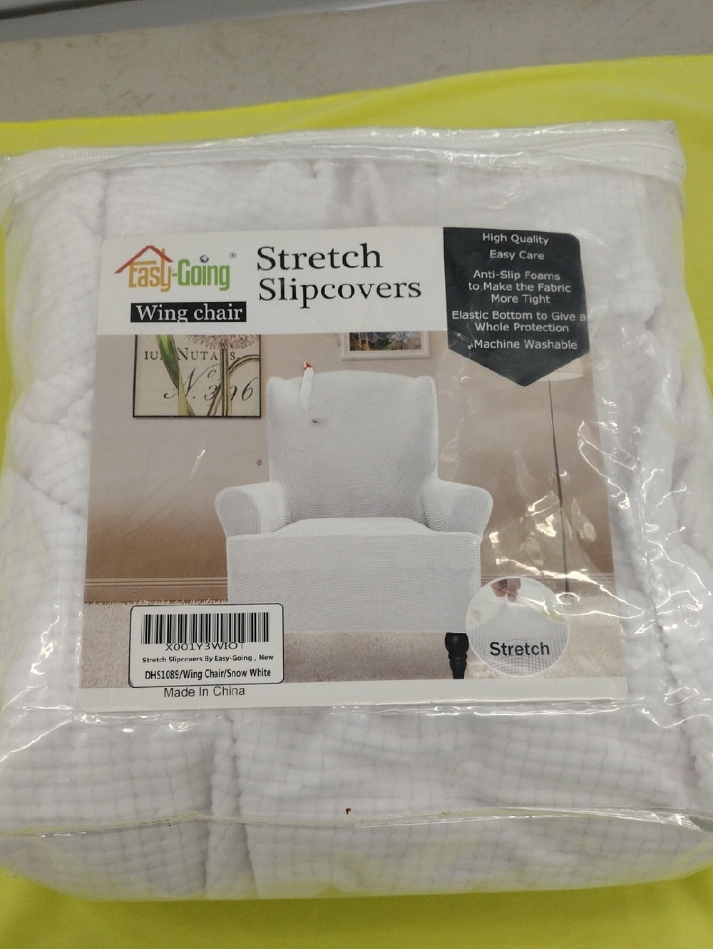 Easy Going Stretch Wing Chair Cover.  Snow White.